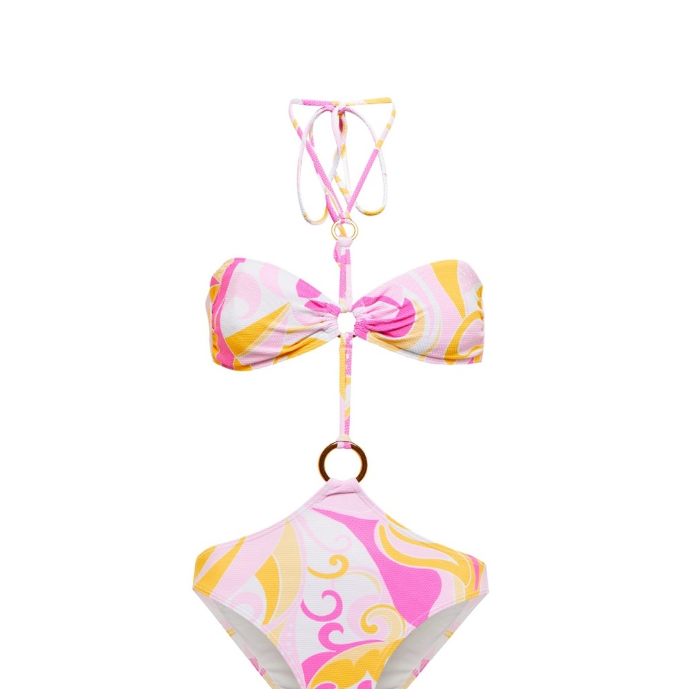 Alexandra Miro GUC Pink and Yellow Swirl Bikini
